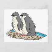 Penguin Couple Sandy Beach Briefkaart (Voorkant)
