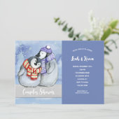 Penguin Couple Shower Invitation Kaart (Staand voorkant)