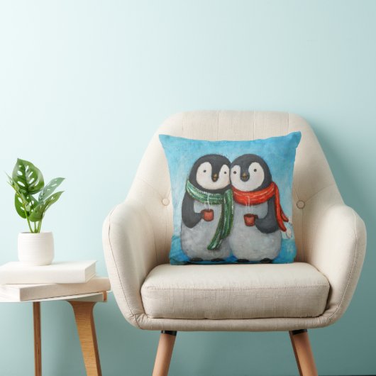 Penguin Couple Sierkussen Penguin art Cushion (Stoel)