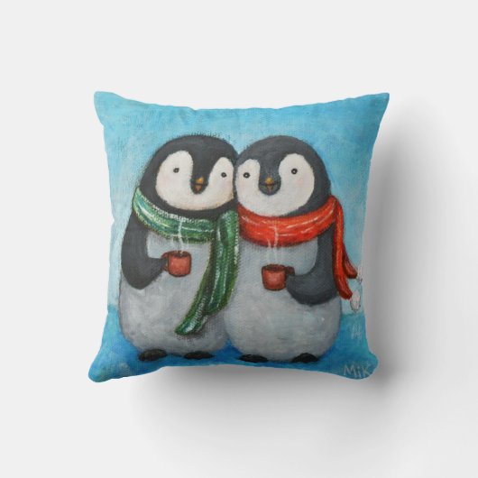 Penguin Couple Sierkussen Penguin art Cushion (Achterkant)