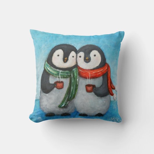 Penguin Couple Sierkussen Penguin art Cushion (Voorkant)