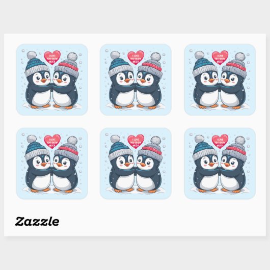 Penguin Couple Vierkante Sticker (Vel)