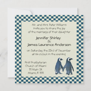 Penguin Couple Wedding Invitation Kaart