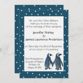 Penguin Couple Wedding Invitation Kaart (Voorkant / Achterkant)