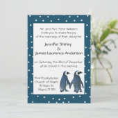 Penguin Couple Wedding Invitation Kaart (Staand voorkant)