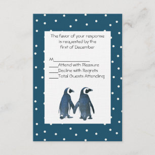 Penguin Couple Wedding RSVP Card Kaartje