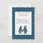 Penguin Couple Wedding RSVP Card Kaartje (Voorkant)