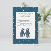 Penguin Couple Wedding RSVP Card Kaartje (Staand voorkant)