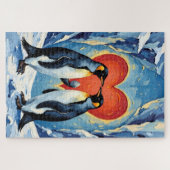 Penguin Courtship with Valentine Ice Heart Legpuzzel (Horizontaal)