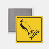 Penguin Crossing Highway Sign Magneet (Voorkant / Achterkant)