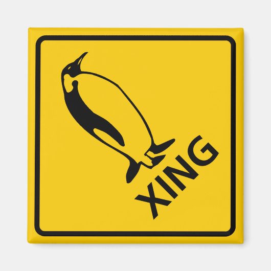 Penguin Crossing Highway Sign Magneet (Voorkant)