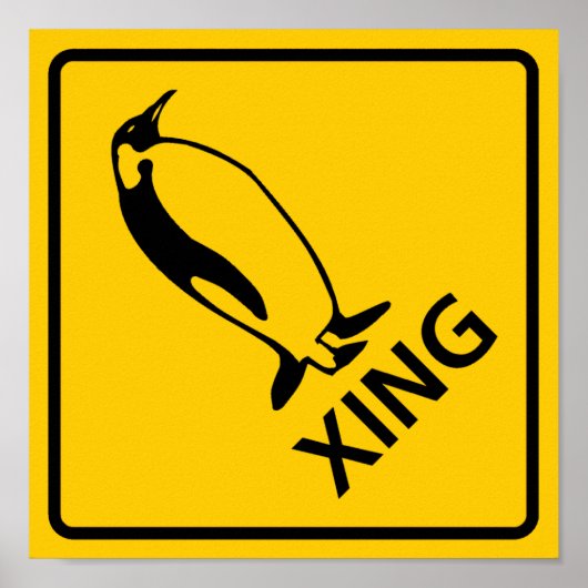 Penguin Crossing Highway Sign Poster (Voorkant)