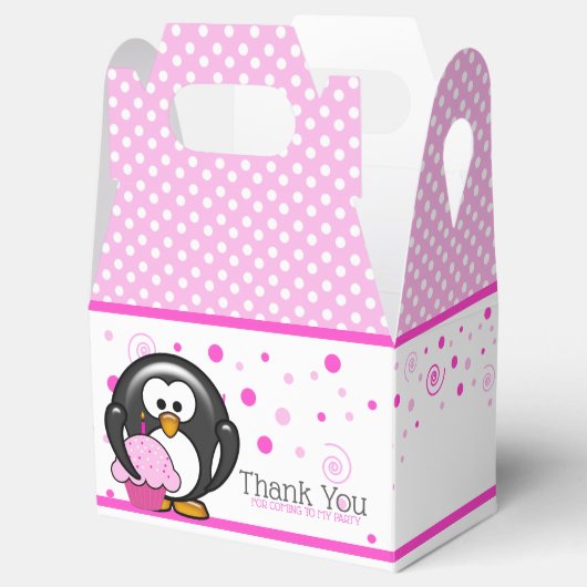 Penguin Cupcake Birthday Party Bedankdoosjes (Geopend)