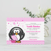 Penguin Cupcake Birthday Party Kaart (Staand voorkant)