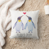 Penguin Custom Names Couple Gift Throw Cushion Kussen (Deken)