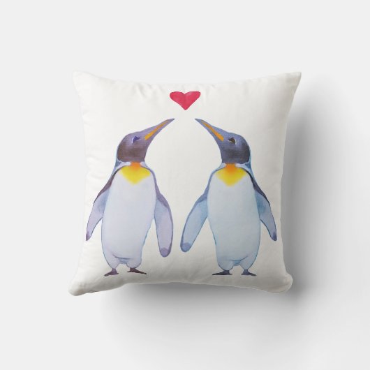 Penguin Custom Names Couple Gift Throw Cushion Kussen (Achterkant)