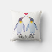 Penguin Custom Names Couple Gift Throw Cushion Kussen (Voorkant)