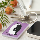Penguin CUSTOM Paars Black White Sleutelhanger (Voorkant Rechts)