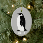 Penguin CUSTOMIZE IT Black White Grey Keramisch Ornament<br><div class="desc">AANPASSEN! Voeg je eigen tekst toe aan dit mooie ornament. Verander de doopvont,  achtergrondkleur of doopvontkleur. Bekijk mijn winkel voor meer en overeenkomende objecten zoals cadeaubonnen,  keukenhanddoeken,  overhemden,  mokken en nog veel meer!</div>