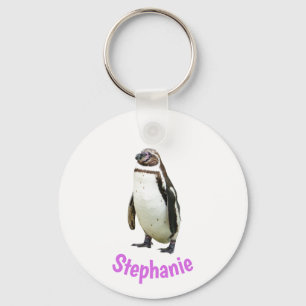 Penguin Cute Animal Foto Persoonlijke naam Keycha Sleutelhanger
