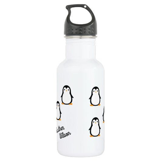 Penguin Cute Kinder Water Flacon met naam Waterfles (Achterkant)