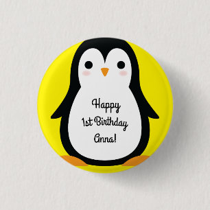 Penguin Cute Winter 1e verjaardag Button Pin