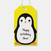 Penguin Cute Winter 1e verjaardag Partij Dank u Cadeaulabel (Voorkant)