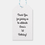 Penguin Cute Winter 1e verjaardag Partij Dank u Cadeaulabel (Achterkant)