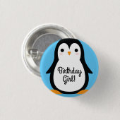 Penguin Cute Winter 1st Birthday Button Pin (Voorkant /achterkant)