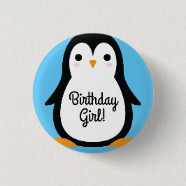 Penguin Cute Winter 1st Birthday Button Pin