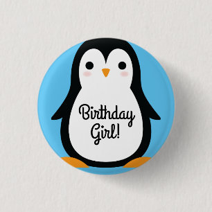 Penguin Cute Winter 1st Birthday Button Pin