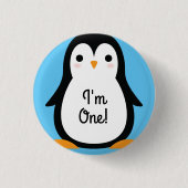 Penguin Cute Winter 1st Birthday Button Pin (Voorkant)