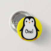 Penguin Cute Winter 1st Birthday Button Pin (Voorkant /achterkant)