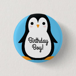 Penguin Cute Winter 1st Birthday Button Pin