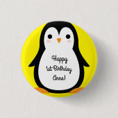 Penguin Cute Winter 1st Birthday Button Pin (Voorkant)