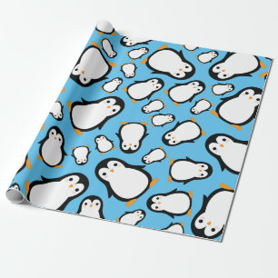 Penguin Cute Winter 1st Birthday Wrapping Paper Cadeaupapier