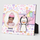 Penguin Cutie-Girl First Birthday Fotoplaat (Zijkant)