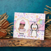 Penguin Cutie-Girl First Birthday Fotoplaat (Zijkant)