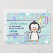 Penguin Cutie - Jongen Eerste Verjaardag Kaart (Voorkant)