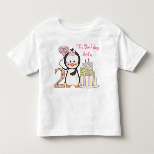 Penguin Cutie - Meisje tweede verjaardag Kinder Shirts (Voorkant)