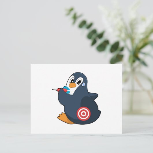 Penguin Darts Dart Dartboard Briefkaart (Staand voorkant)