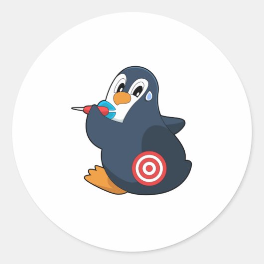Penguin Darts Dart Dartboard Ronde Sticker (Voorkant)