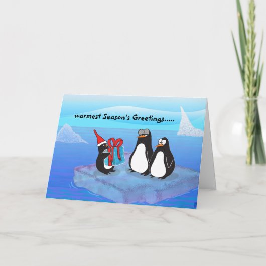 Penguin, de warmste seizoensgroeten..... feestdagen kaart (Voorkant)