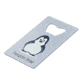 Penguin Design Bottle Open Creditkaart Flessenopener (Voorkant Gekanteld)