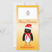 Penguin Design Gepersonaliseerde Kerstmis Fotokaar Feestdagenkaart (Voorkant)