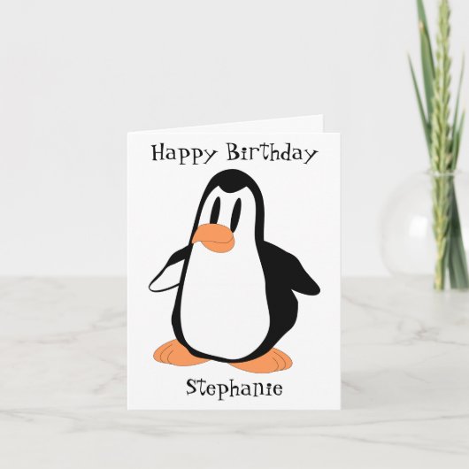 Penguin Design Gepersonaliseerde Verjaardag Kaart (Voorkant)
