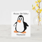 Penguin Design Gepersonaliseerde Verjaardag Kaart (Gele Bloem)