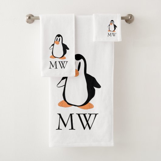 Penguin Design met monogram Bad Handdoek (Insitu)