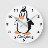 Penguin Design Personalised Ronde Klok (Voorkant)