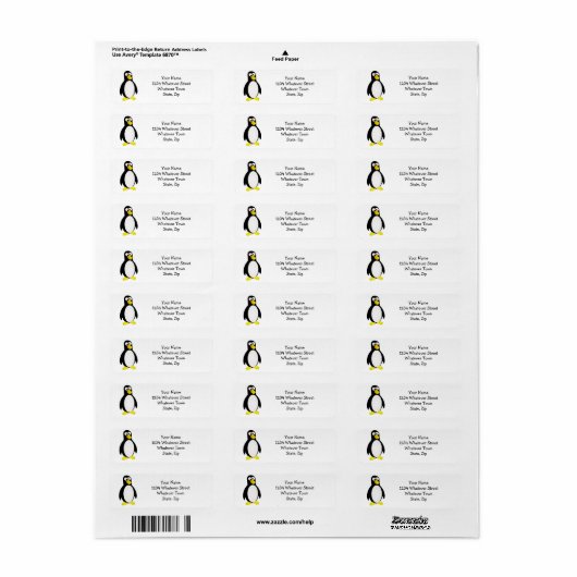 Penguin Design Retouradres Etiket (Full Sheet)